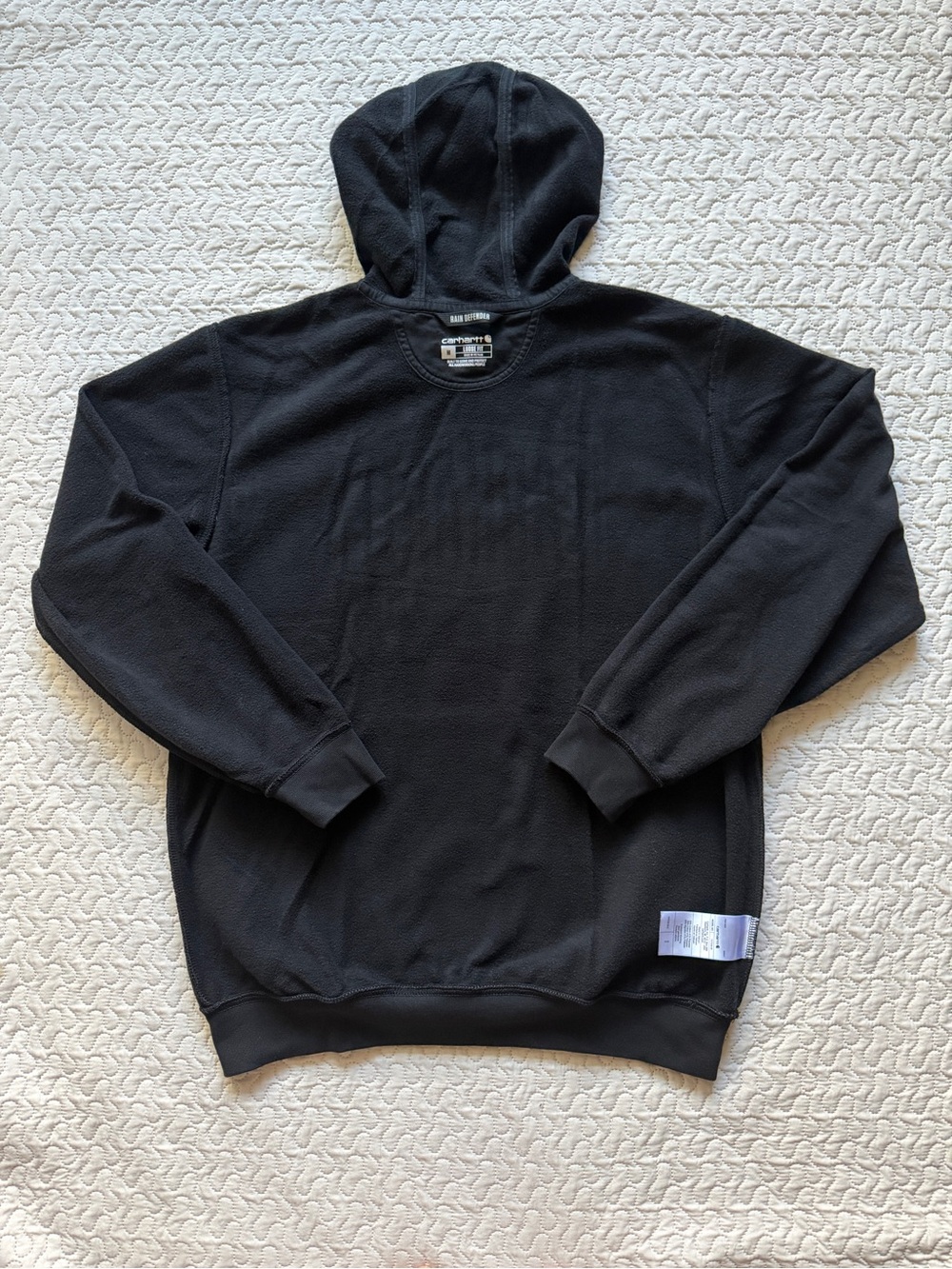 Carhartt Rain Defender 107030 Men’s Medium Black Loose Fit Logo Hoodie - Picture 10 of 14